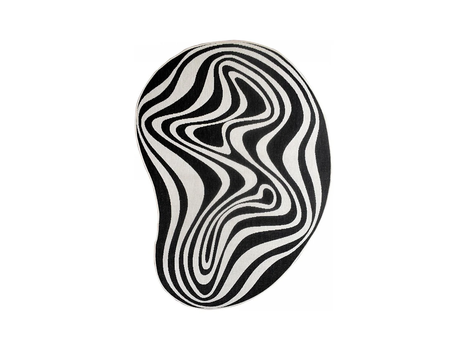 Tapis rond d'extérieur, kilim reversible 200x290 LYN2 W REVERSIBLE noir et blanc