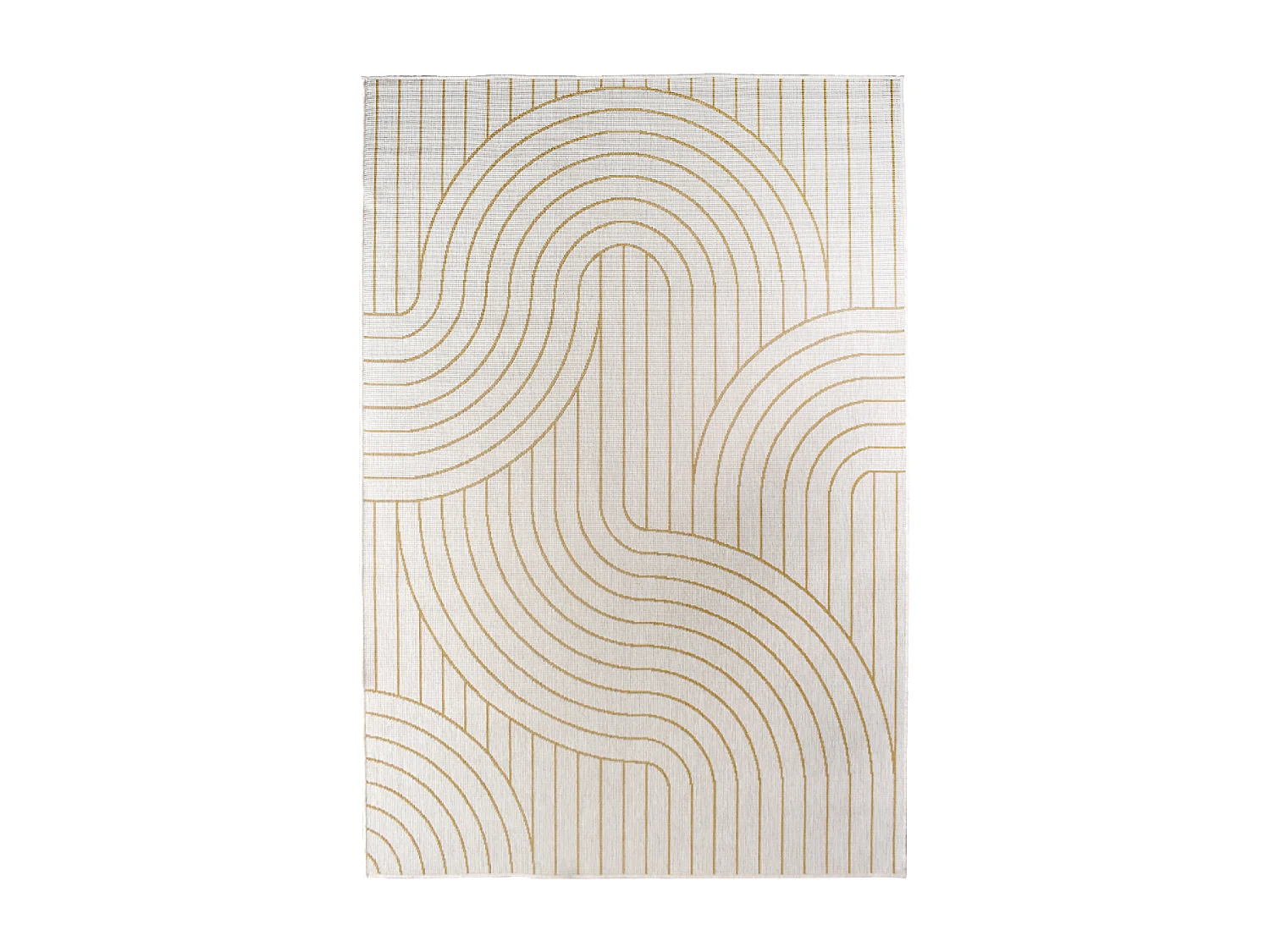 Tappeto da esterno, kilim reversibile 160x230 EX1 RUOB giallo e panna