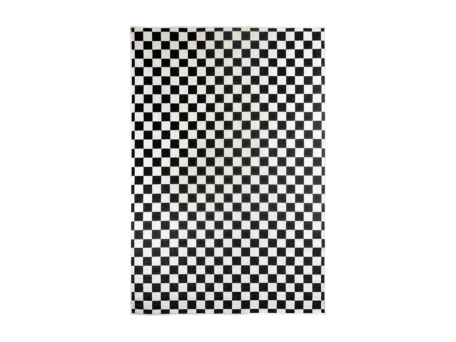 Tapis extérieur, kilim reversible 120x170 motif damier LYN2 X REVERSIBLE noir et blanc
