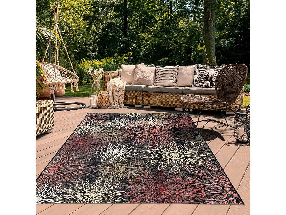 Tapis extérieur 123x180 tissé kilim multicolore ORADE
