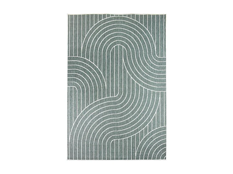 Tapis extérieur, kilim reversible 160x230 LYN2 U REVERSIBLE vert et crème