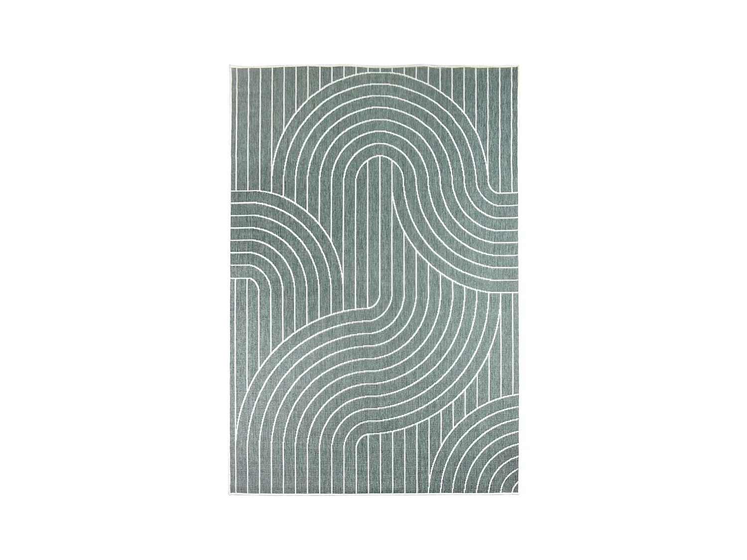 Tapis extérieur, kilim reversible 160x230 LYN2 U REVERSIBLE vert et crème