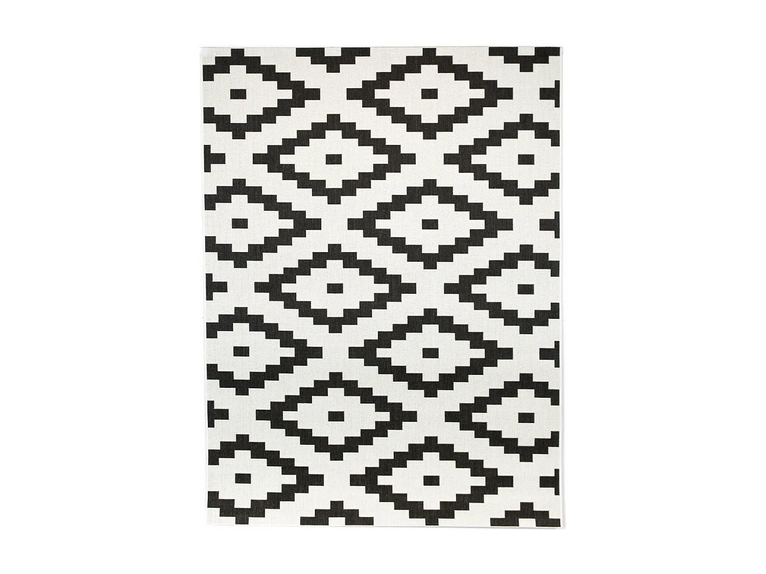 Tapis extérieur 160x213 tissé kilim crème et noir STALOW 10