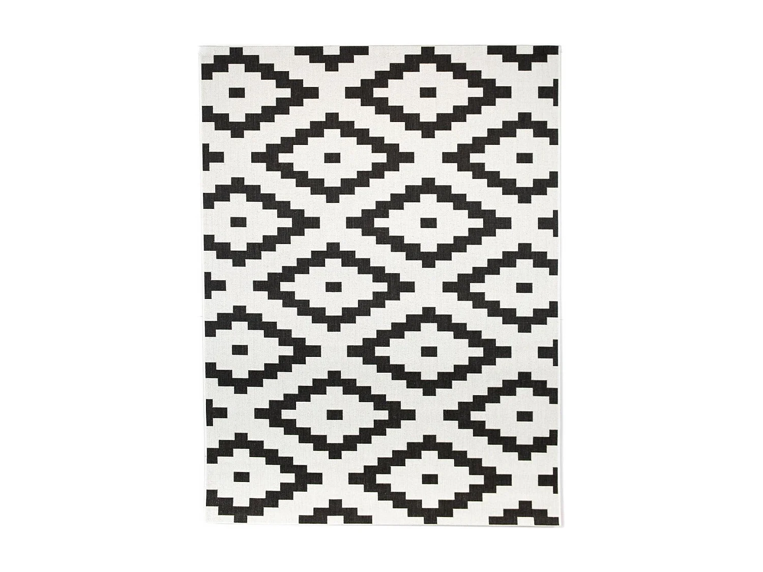 Tapis extérieur 160x213 tissé kilim crème et noir STALOW 10