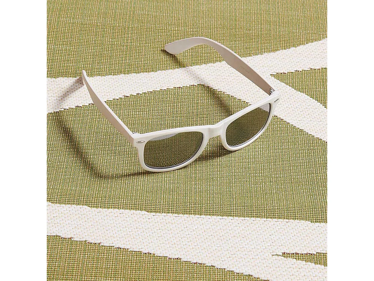 Tapis extérieur 123x180 tissé kilim vert FEUILLE