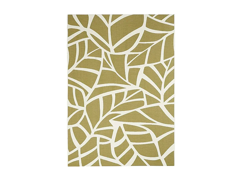 Tapis extérieur 123x180 tissé kilim vert FEUILLE