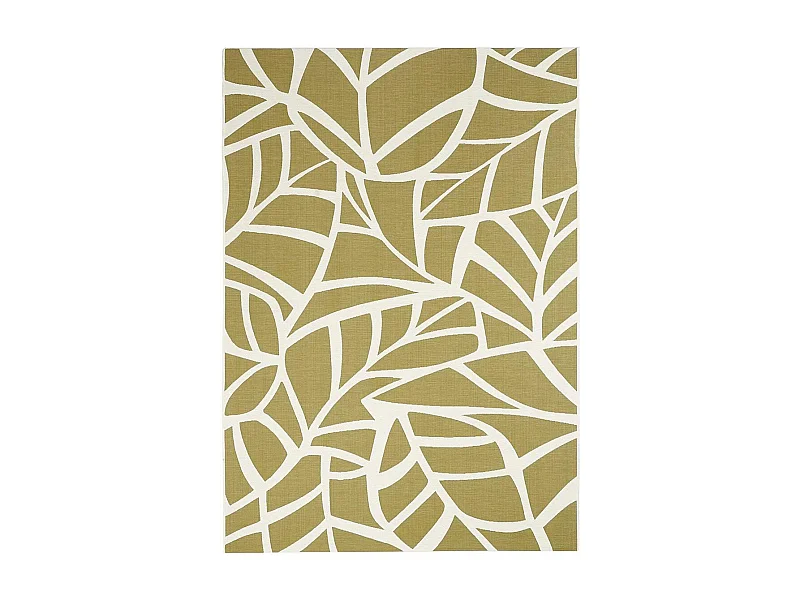 Tapis extérieur 123x180 tissé kilim vert FEUILLE