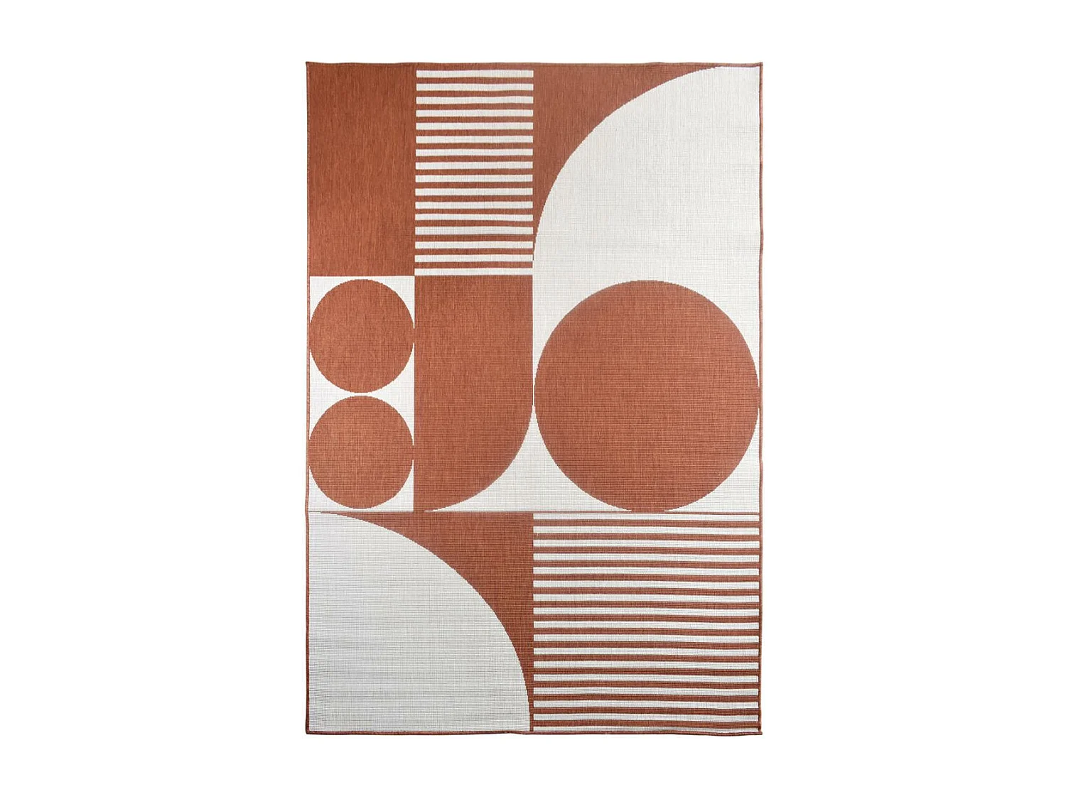 Tapis extérieur, kilim reversible 200x290 LYN2 BF REVERSIBLE Terracota et crème