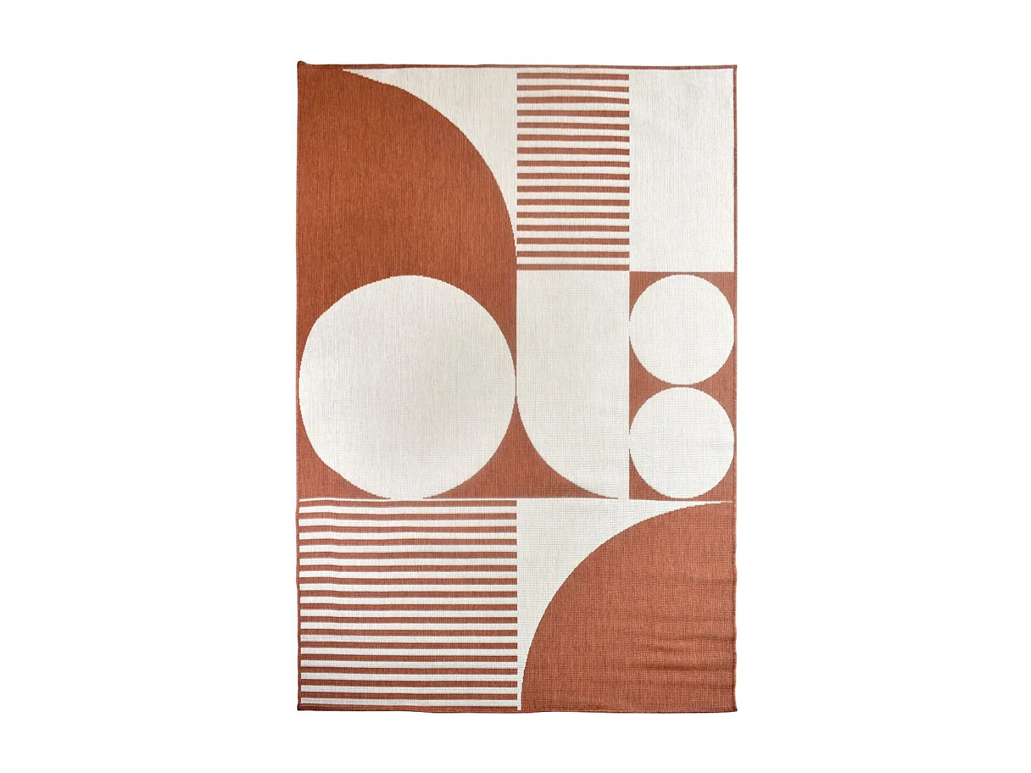 Tapis extérieur, kilim reversible 200x290 LYN2 BF REVERSIBLE Terracota et crème