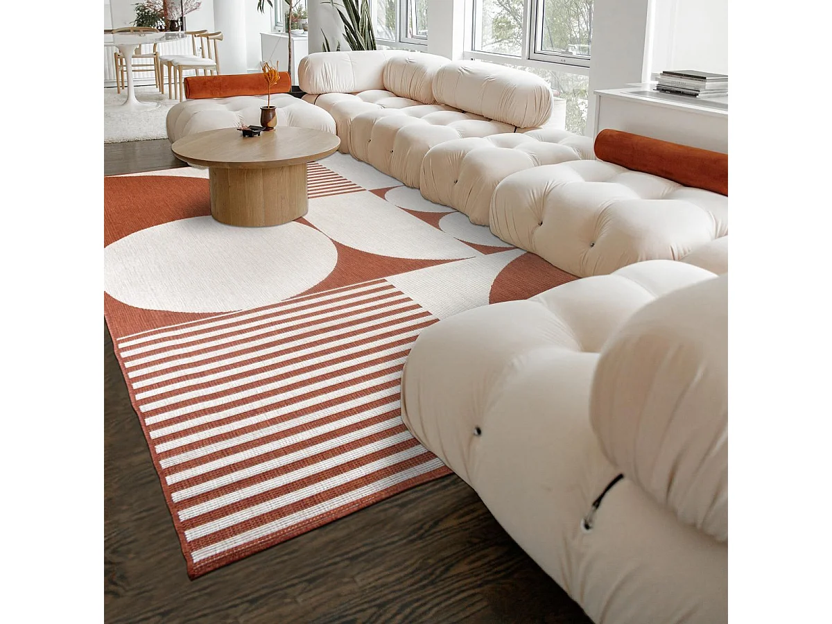 Tapis extérieur, kilim reversible 200x290 LYN2 BF REVERSIBLE Terracota et crème