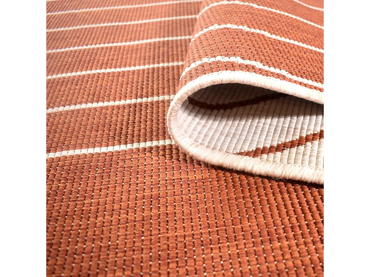 Tappeto da esterno, kilim reversibile 200x290 EX1 COG terracotta e crema