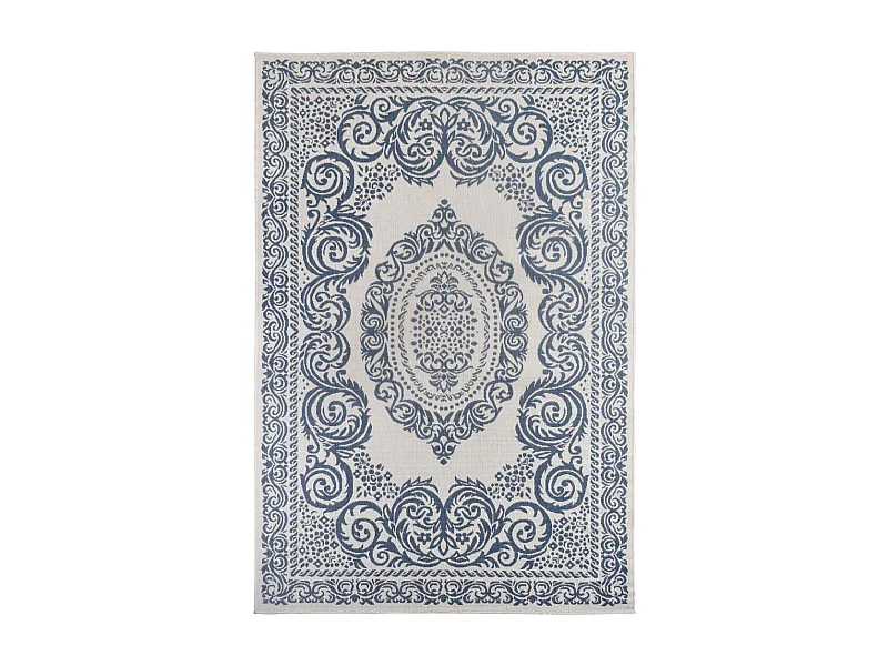 Tapis extérieur, kilim reversible 160x230 AR REVERSIBLEbleu et blanc