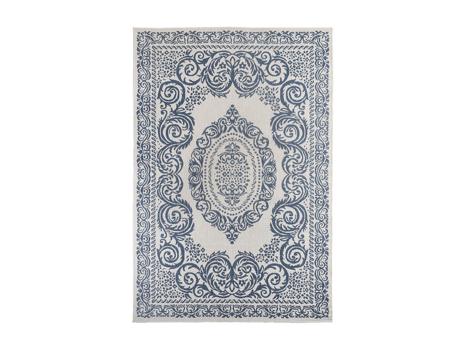 Tapis extérieur, kilim reversible 160x230 AR REVERSIBLEbleu et blanc
