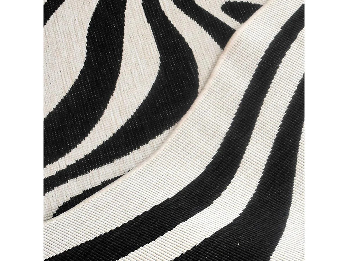 Tapis rond d'extérieur, kilim reversible 120x170 AL REVERSIBLE noir et blanc