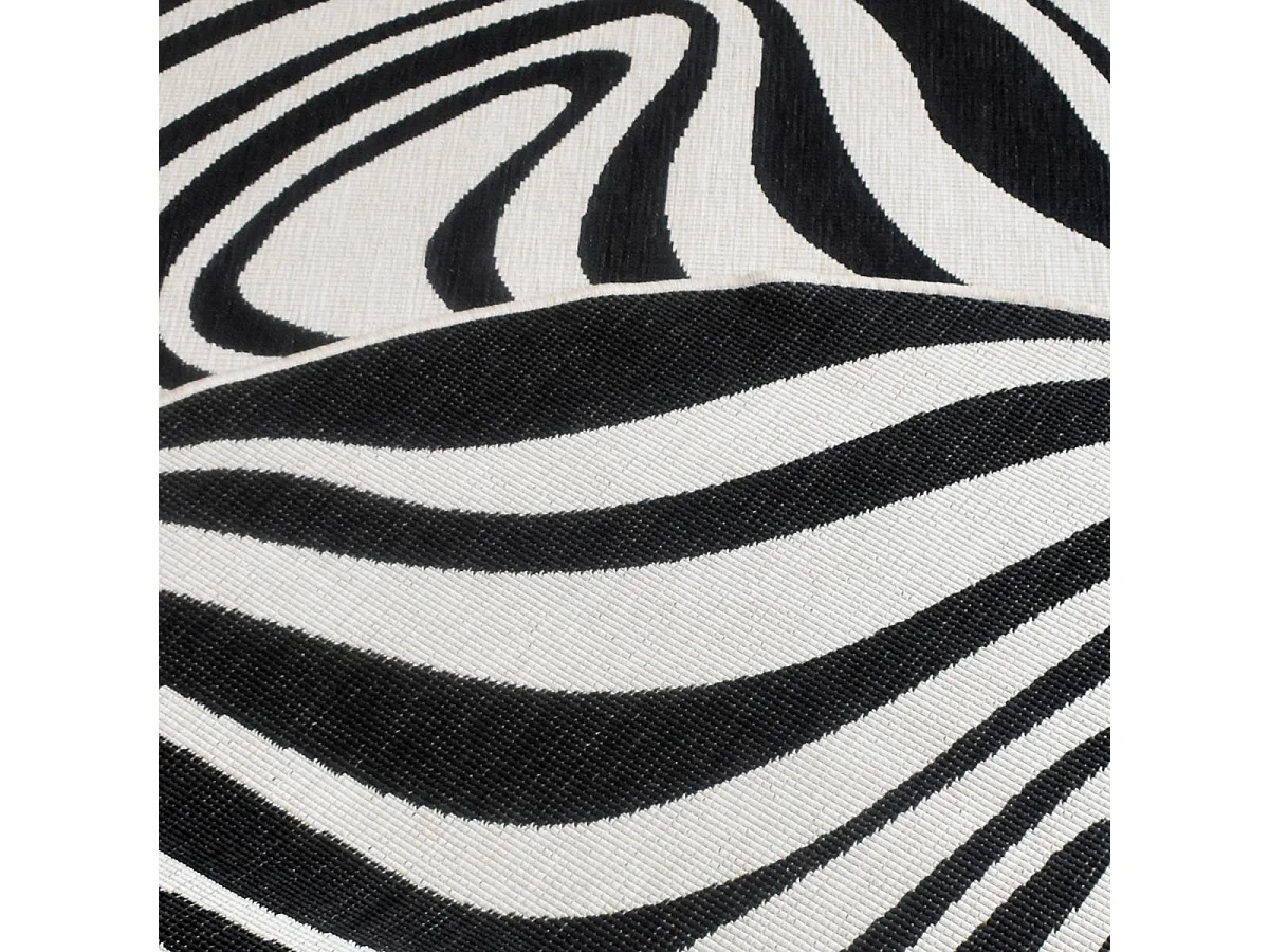 Tapis rond d'extérieur, kilim reversible 120x170 AL REVERSIBLE noir et blanc