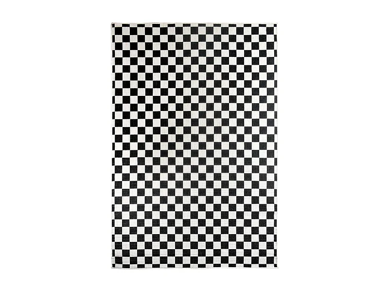 Tapis extérieur, kilim reversible 160x230 motif damier LYN2 X REVERSIBLE noir et blanc