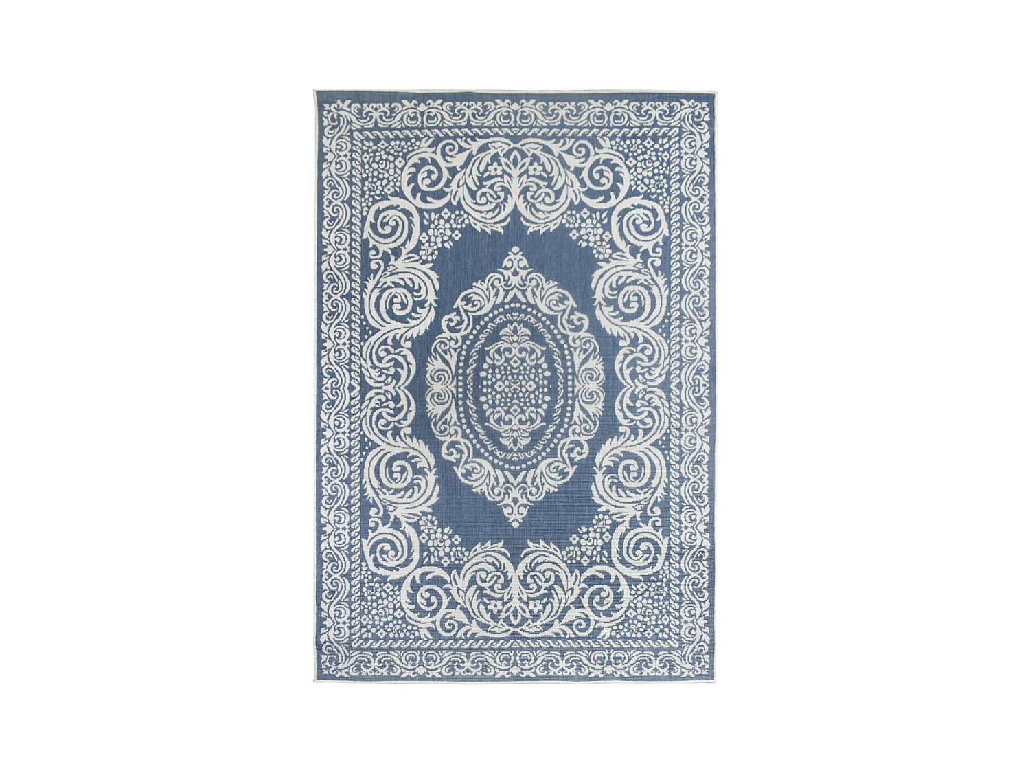 Tapis extérieur, kilim reversible 120x170 LYN2 O REVERSIBLE bleu et blanc