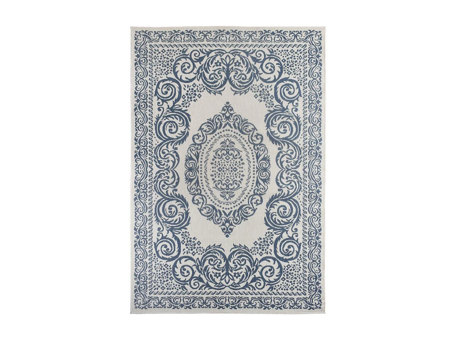Tapis extérieur, kilim reversible 120x170 LYN2 O REVERSIBLE bleu et blanc