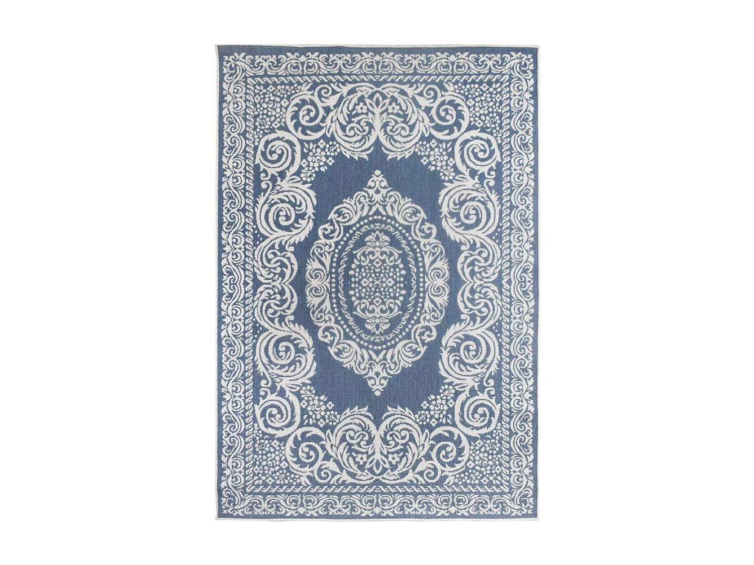 Tappeto da esterno, kilim reversibile 120x170 EX1 BORI blu e bianco