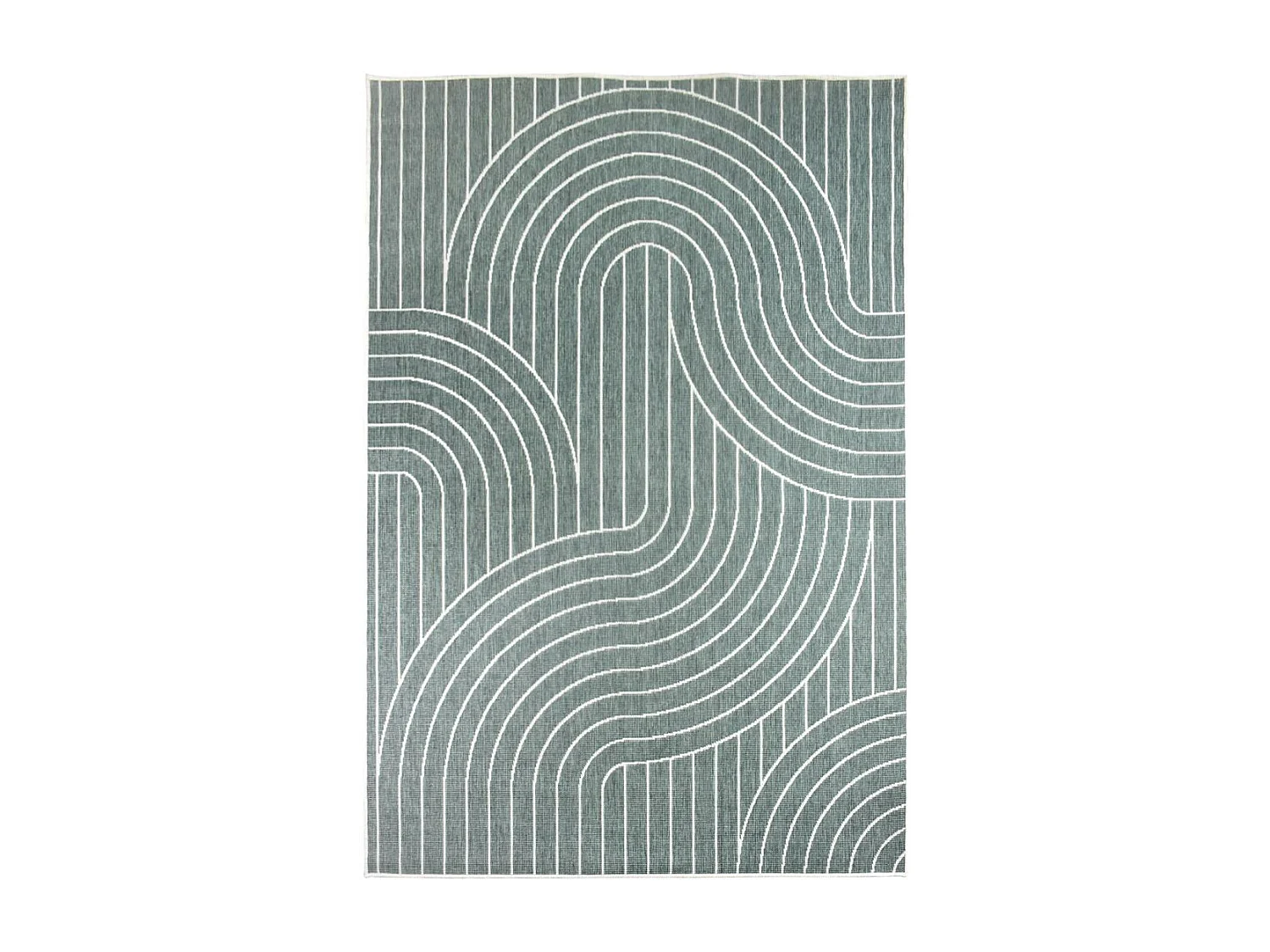 Tapis extérieur, kilim reversible 200x290 LYN2 U REVERSIBLE vert et crème