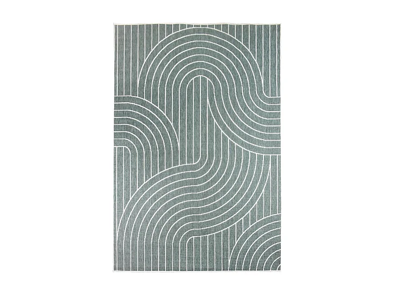 Tapis extérieur, kilim reversible 120x170 LYN2 U REVERSIBLE vert et crème