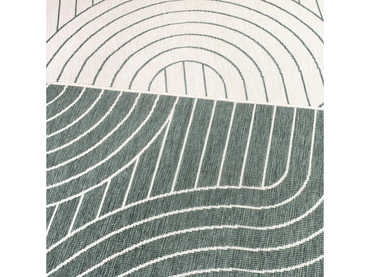 Tapis extérieur, kilim reversible 120x170 LYN2 U REVERSIBLE vert et crème