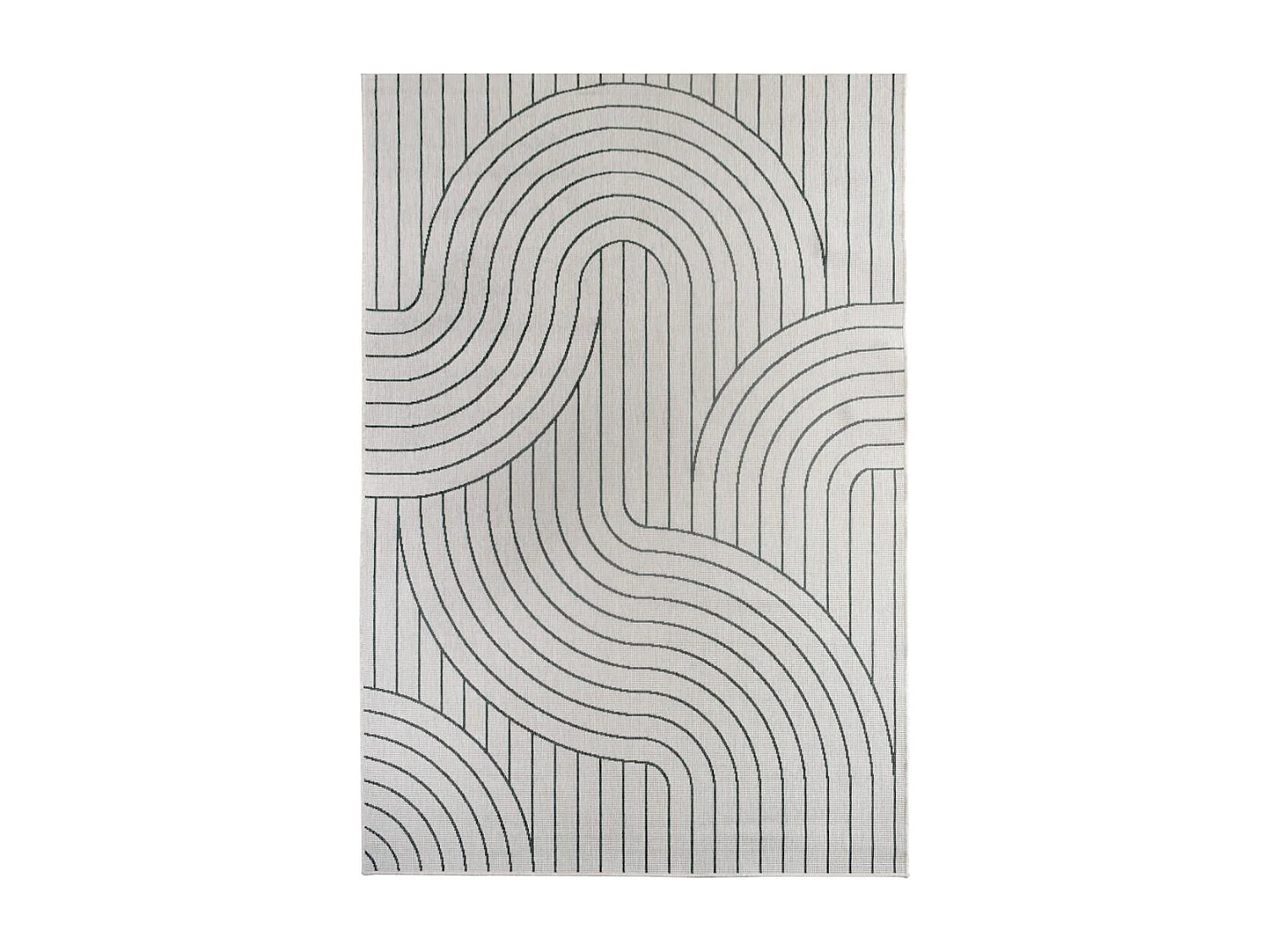 Tapis extérieur, kilim reversible 120x170 LYN2 U REVERSIBLE vert et crème