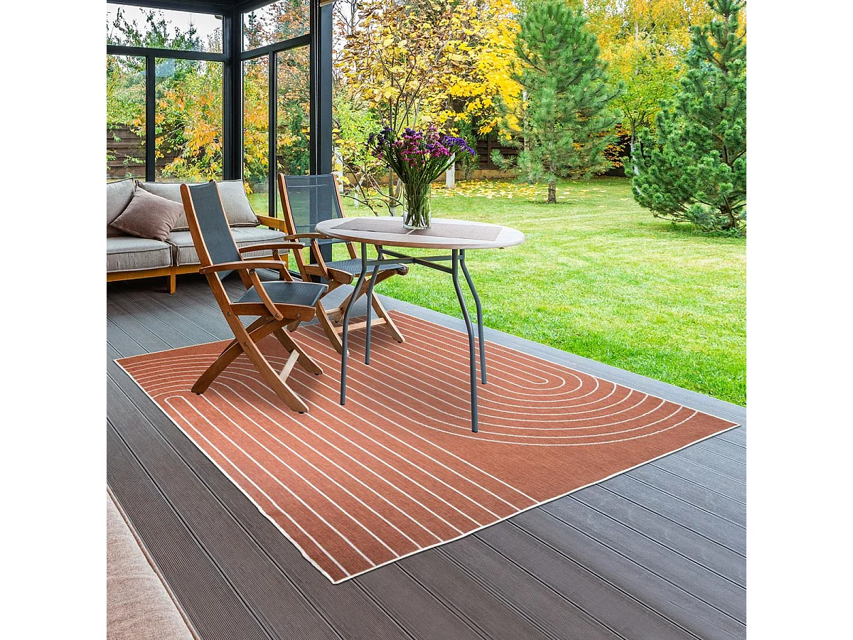 Tapis extérieur, kilim reversible 160x230 LYN2 V REVERSIBLE Terracota et crème