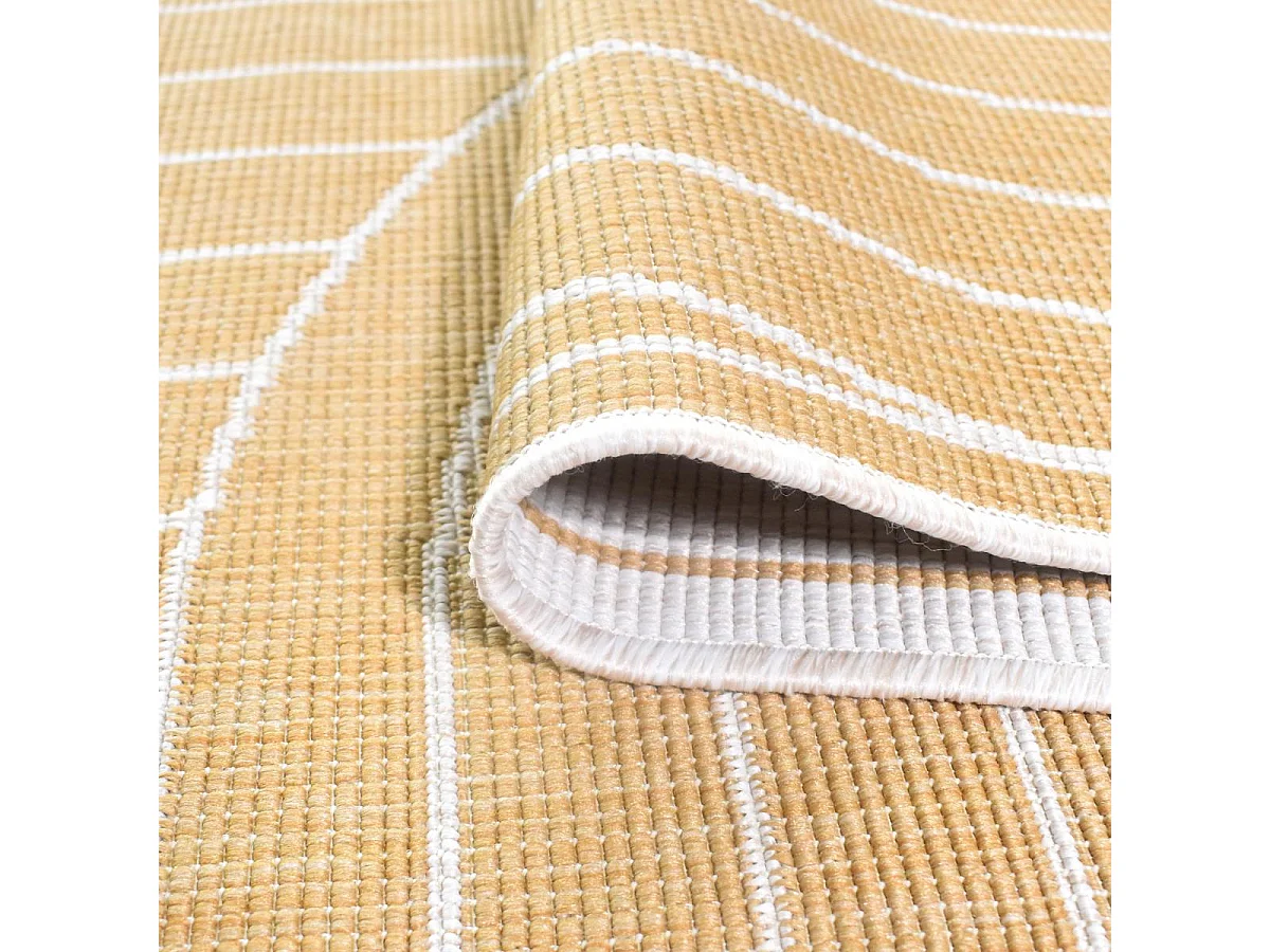 Tapis extérieur, kilim reversible 160x230 LYN2 U REVERSIBLE jaune et crème