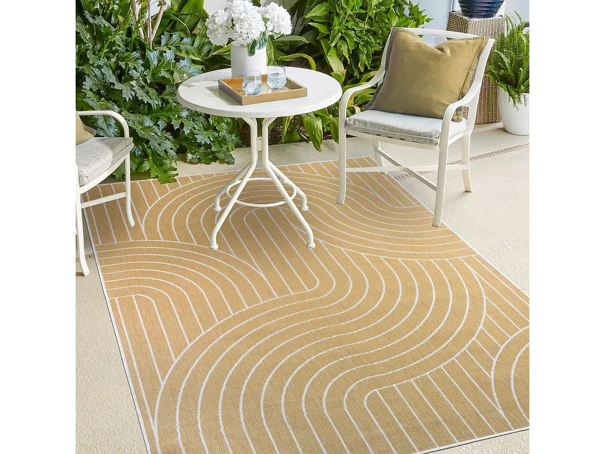 Tapis extérieur, kilim reversible 160x230 LYN2 U REVERSIBLE jaune et crème