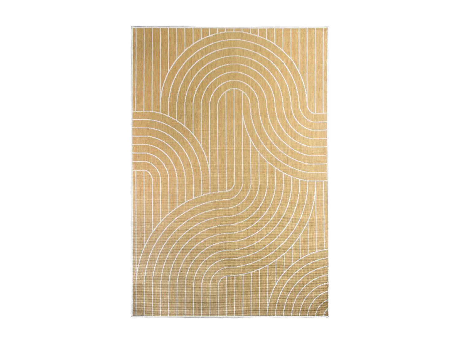 Tapis extérieur, kilim reversible 160x230 LYN2 U REVERSIBLE jaune et crème