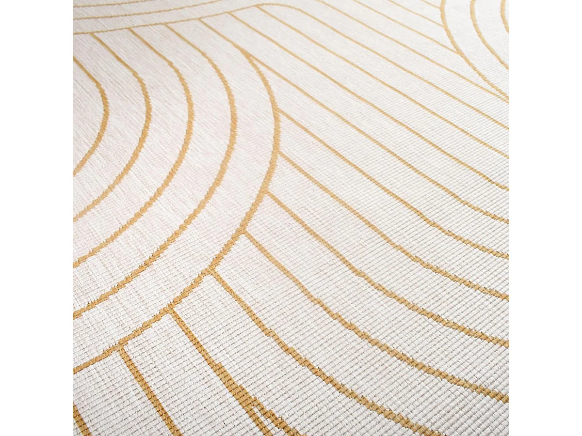 Tapis extérieur, kilim reversible 160x230 LYN2 U REVERSIBLE jaune et crème