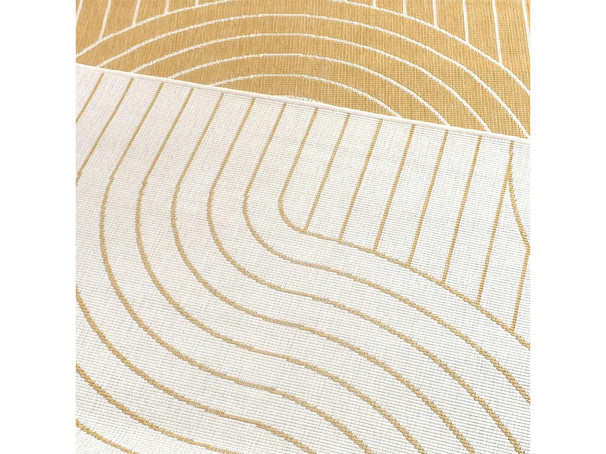 Tapis extérieur, kilim reversible 160x230 LYN2 U REVERSIBLE jaune et crème