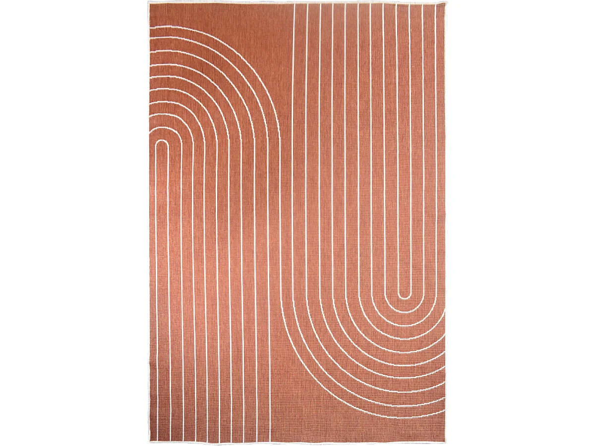 Tapis extérieur, kilim reversible 240x340 LYN2 V REVERSIBLE Terracota et crème