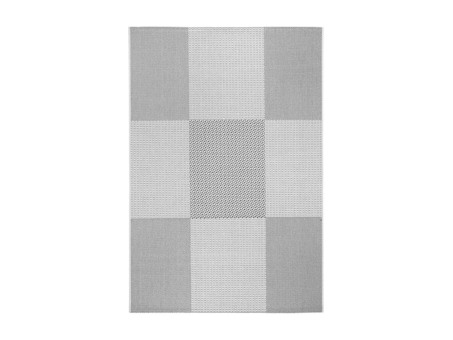 Tapis extérieur 133x190 tissé kilim gris et gris clair EXTERNA