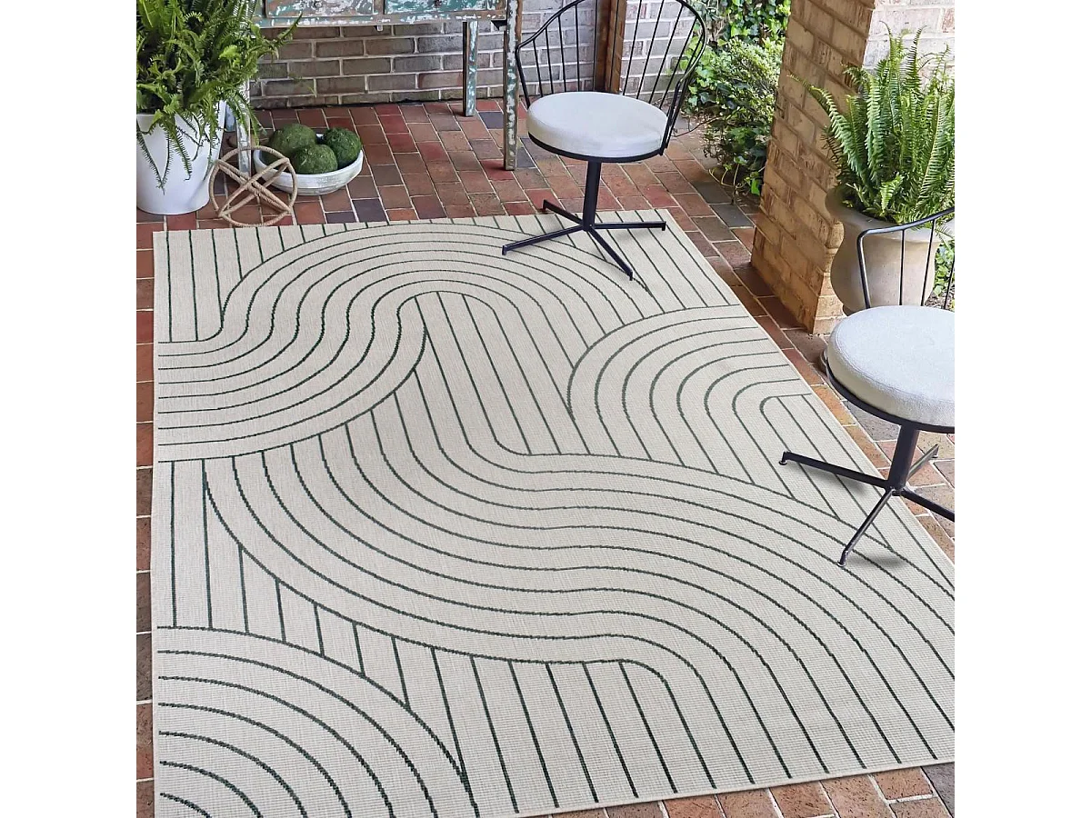 Tappeto da esterno, kilim reversibile 160x230 EX1 RUOB verde e panna