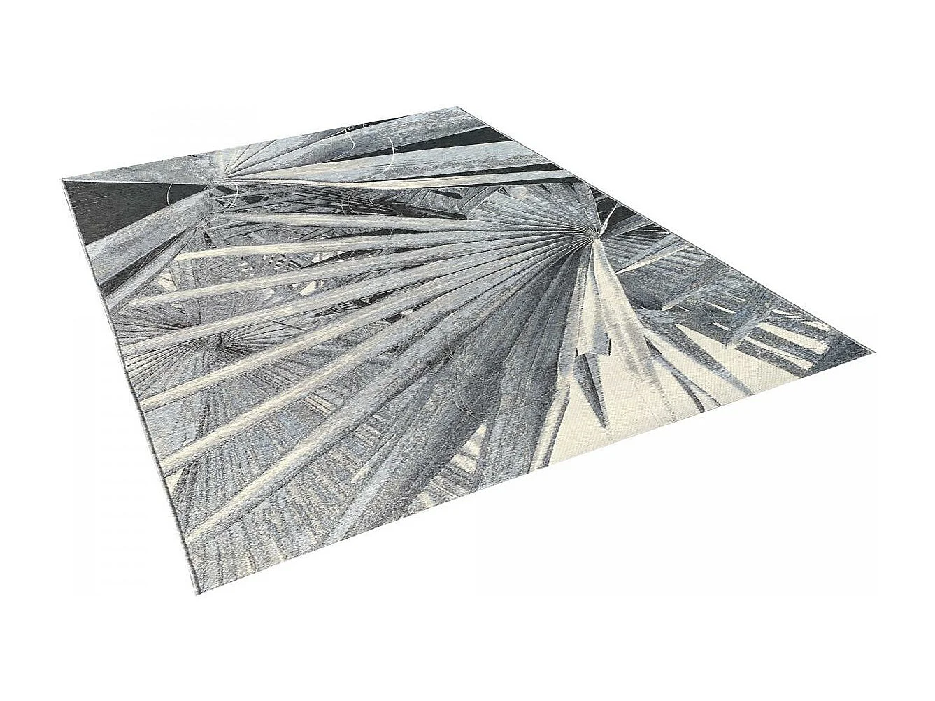 Tapis extérieur 123x180 tissé kilim gris et beige BACAO