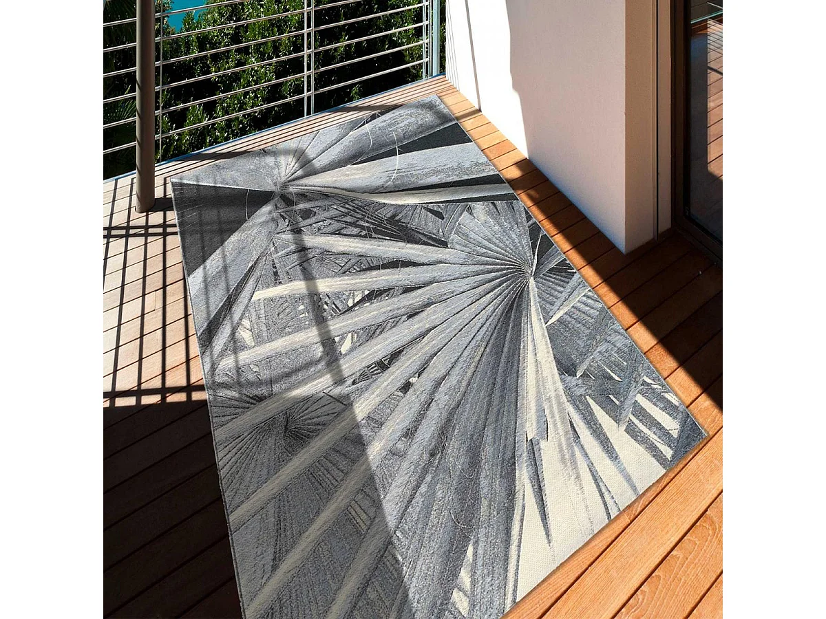 Tappeto da esterno 123x180 tessuto kilim grigio e beige BACAO