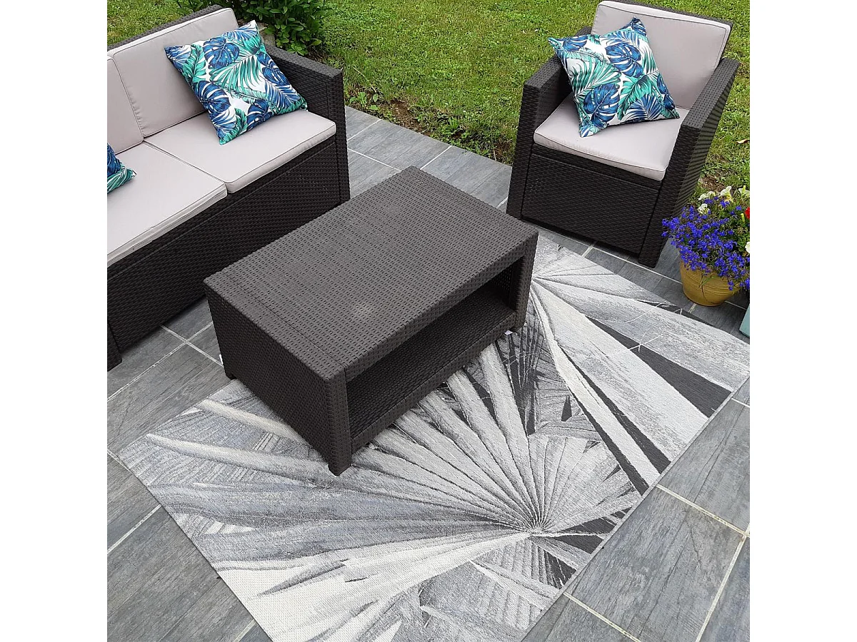 Tappeto da esterno 123x180 tessuto kilim grigio e beige BACAO