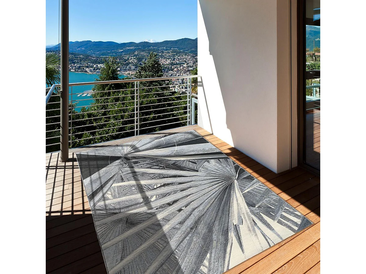 Tappeto da esterno 123x180 tessuto kilim grigio e beige BACAO