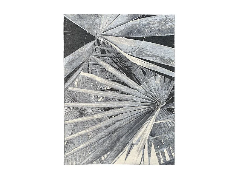 Tapis extérieur 123x180 tissé kilim gris et beige BACAO