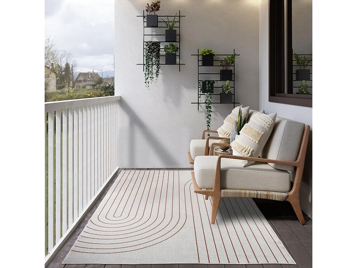 Tapis extérieur, kilim reversible 120x170 AN REVERSIBLE Terracota et crème