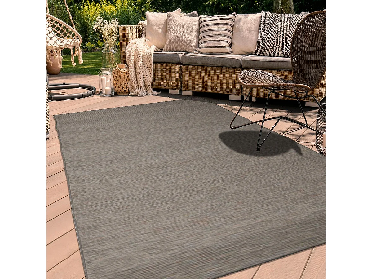 Tapis extérieur 67x180 tissé kilim marron CHINAIO