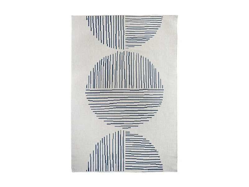 Tapis extérieur, kilim reversible 200x290 AV REVERSIBLE bleu et crème