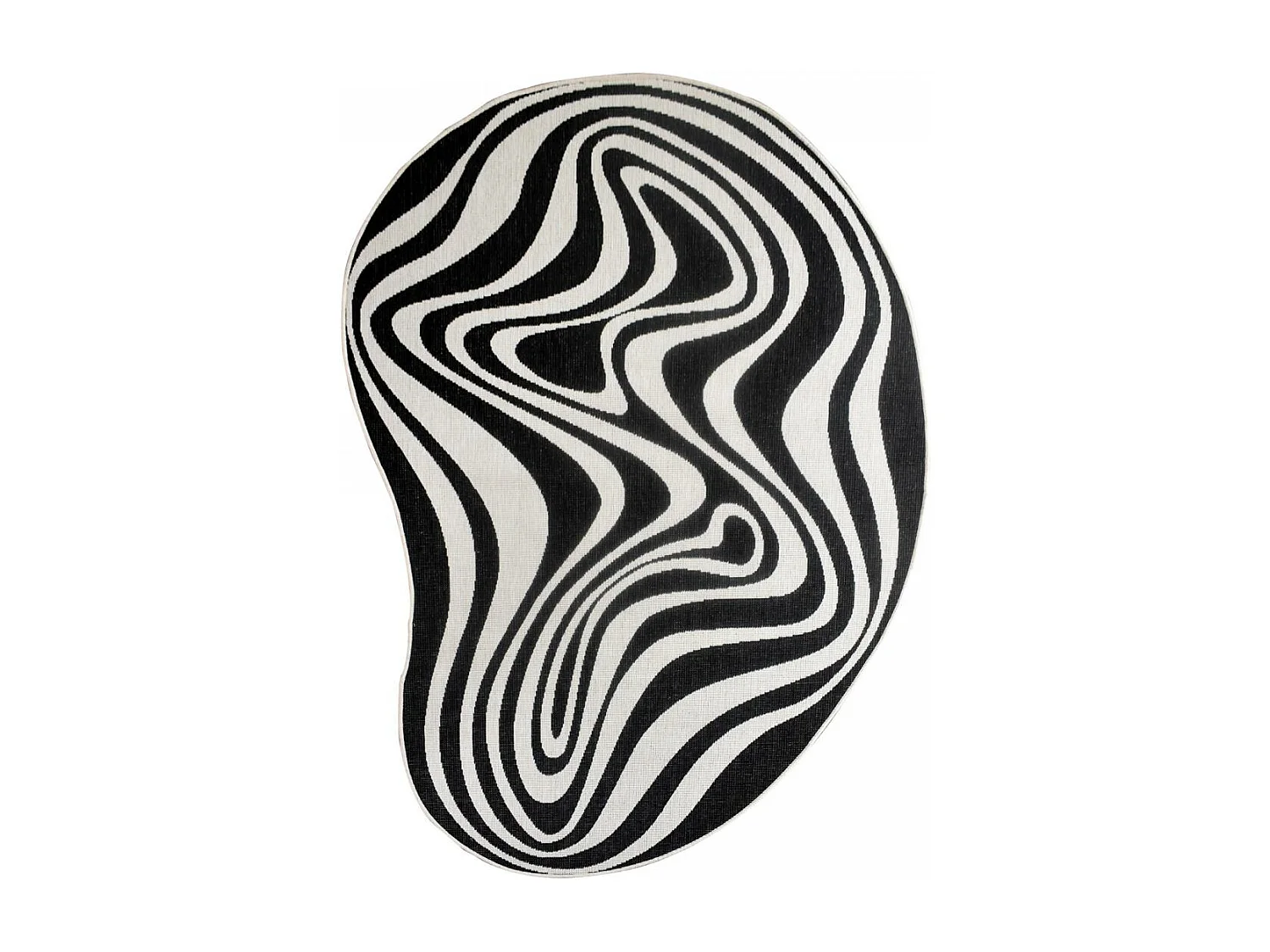 Tapis rond d'extérieur, kilim reversible 200x290 AL REVERSIBLE noir et blanc