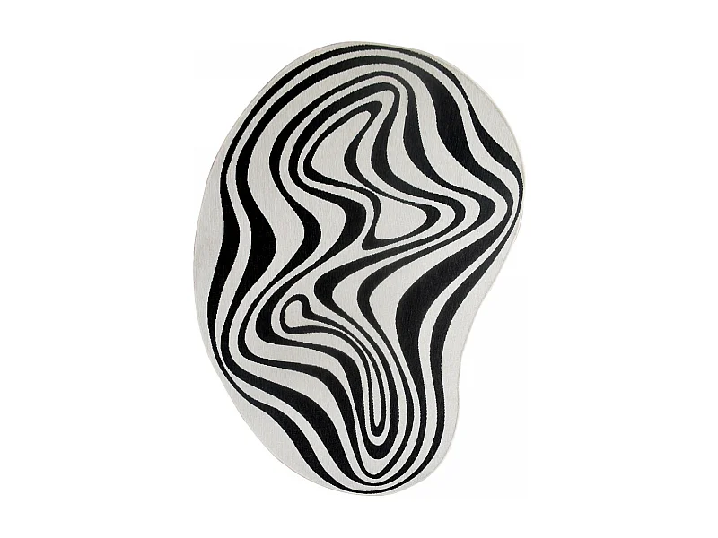 Tapis rond d'extérieur, kilim reversible 200x290 AL REVERSIBLE noir et blanc