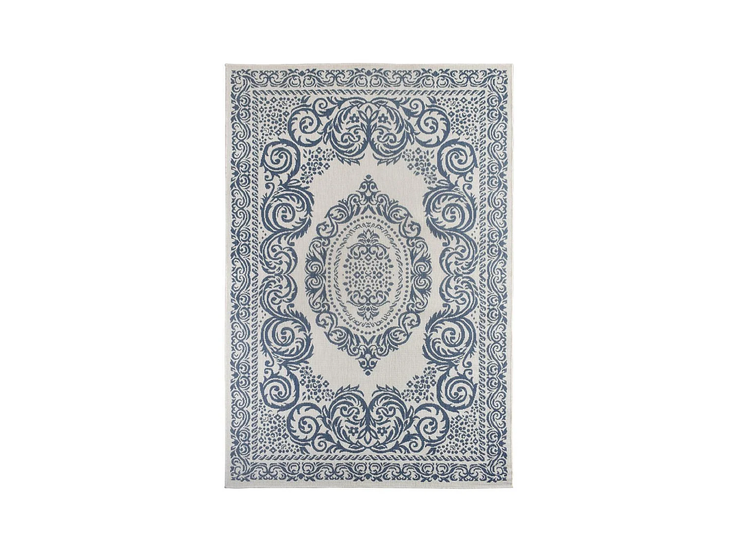 Tapis extérieur, kilim reversible 120x170 AR REVERSIBLE bleu et blanc
