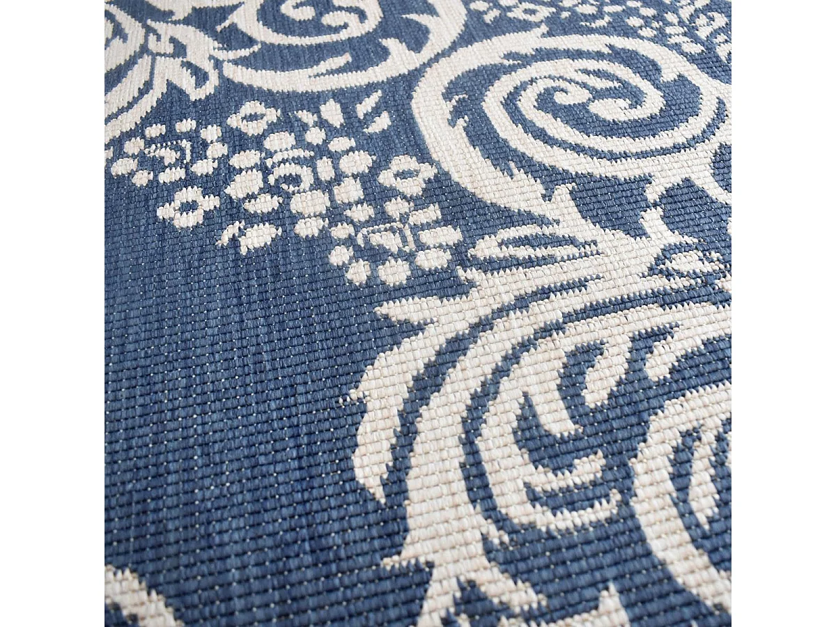 Tappeto da esterno, kilim reversibile 120x170 EX1 NEIROL blu e bianco