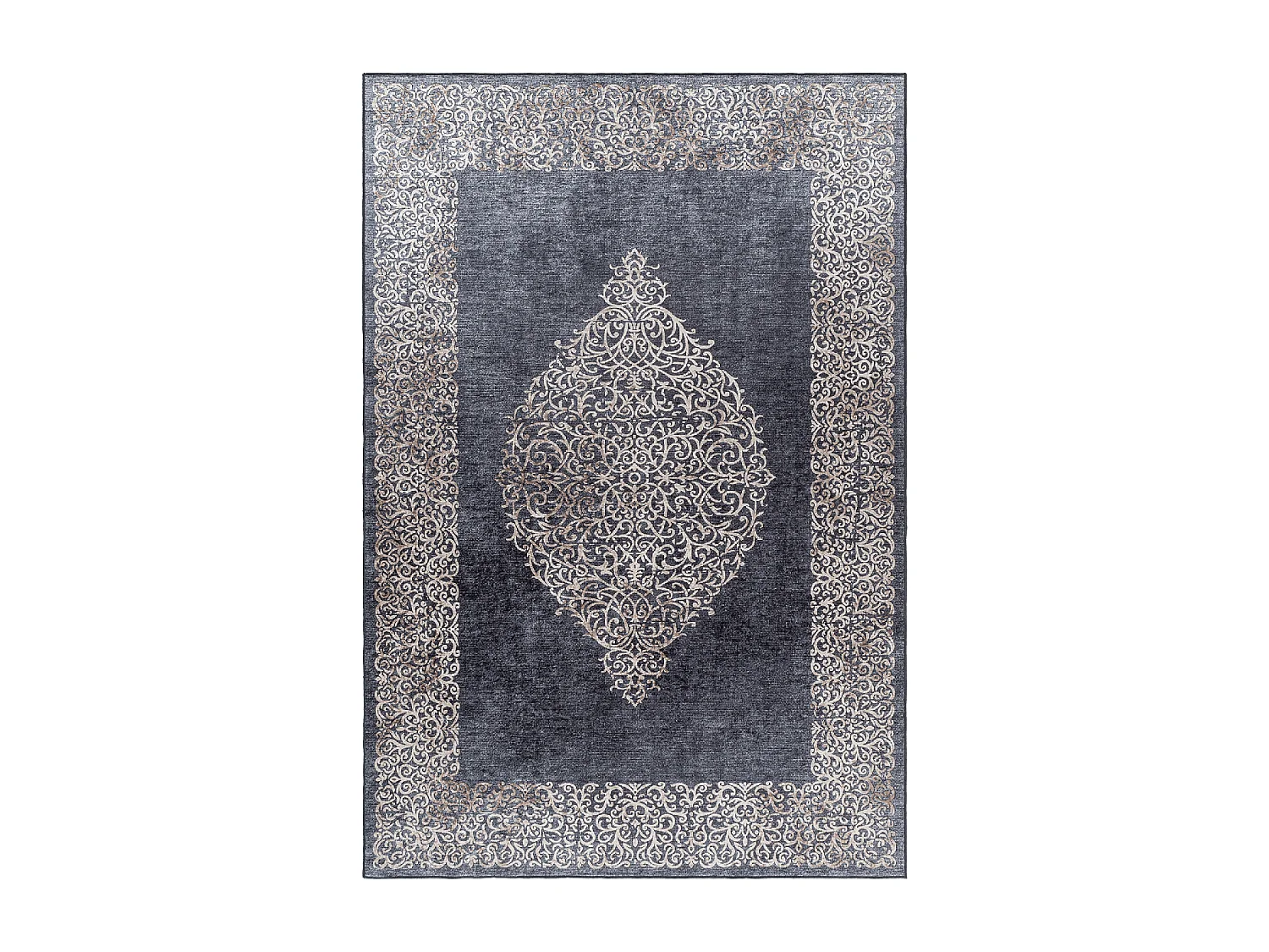 Tapis orient 200x290 rectangle noir tissé motifs orientaux AKIEK