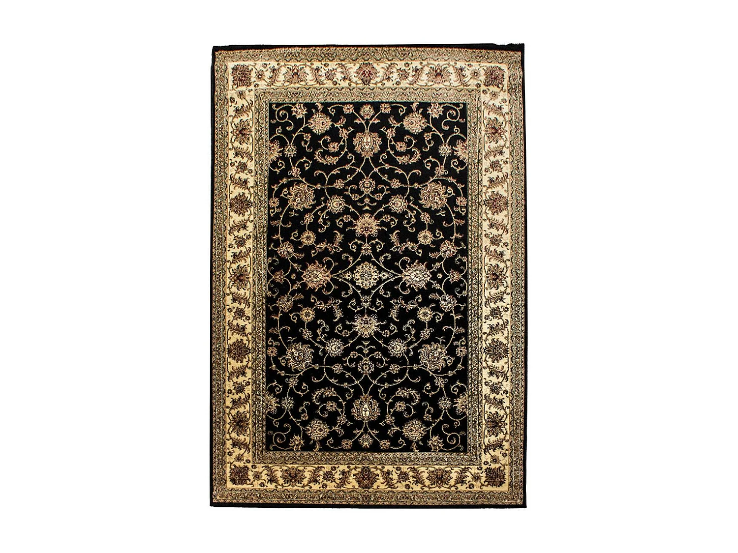 Tapis orient 200x290 rectangle noir tissé motifs orientaux BISKO 1